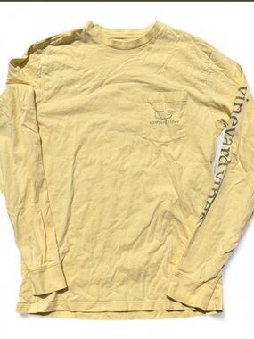 Vineyard Vines Pale Yellow Long Sleeve Pocket Tee for Men